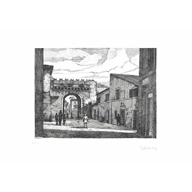 Modern Giuseppe Malandrino, Roman View, Etching, 1970s For Sale - Image 3 of 3