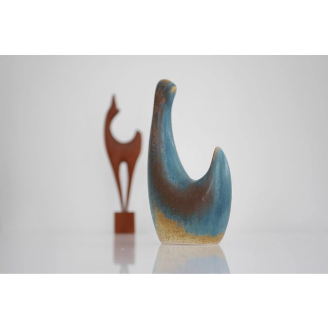 Tan Ceramic Bird Sculpture attributed to Borge Jorgensen for Söholm, Denmark, 1960s For Sale - Image 8 of 11