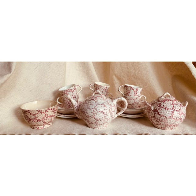 Rose Antique Staffordshire Child's Tea Set, British Anchor Pottery, Apple Blossom Pattern, Circa 1850 For Sale - Image 8 of 12