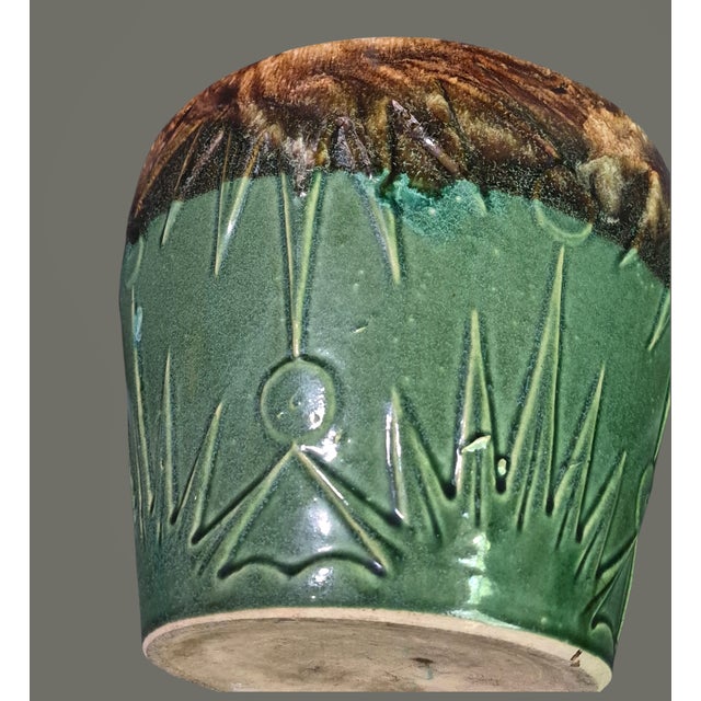 Vintage Majolica Robinson Ransbottom Sun & Moon Glazed Pottery Jardinière Planter For Sale - Image 6 of 11