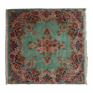 Vintage Kerman Square Rug - 4'9" X 5' For Sale