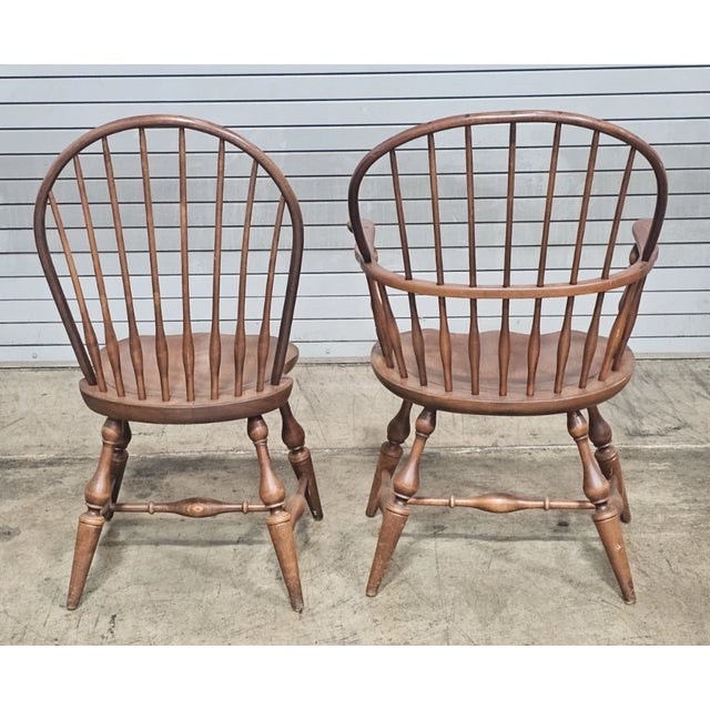 Set of 6 Nichols & Stone (Stickley) Sack Back Arm & Bow Back Side Windsor Chairs For Sale - Image 10 of 14