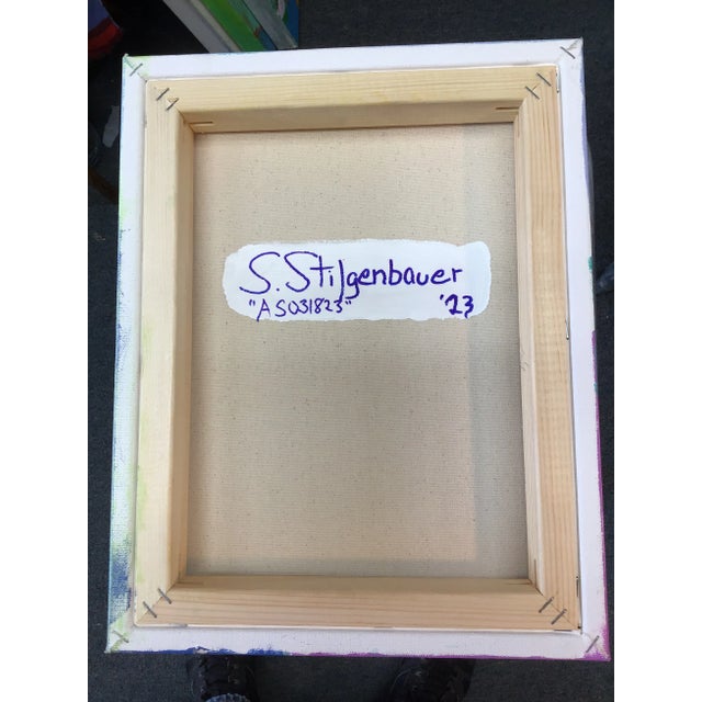 Acrylic on 14” by 1.5 by 11” Stretched Canvas. Artist signed on the back side with S. Stilgenbauer (CA Artist Stephen...