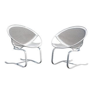 Maurizio Tempestini for Salterini Cantilevered Radar Spring Lounge Chairs a Pair For Sale