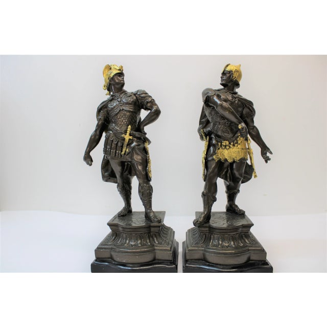 French Spelter Warrior Statues ( Bookends ) For Sale - Image 9 of 9