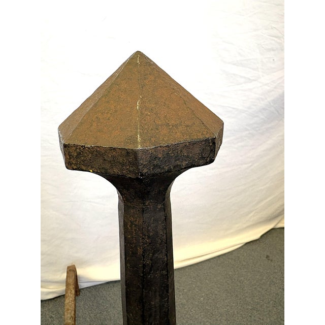 Early 1900's Addison Mizner Mediterranean/ Spanish Colonial Revival Hand Forged Wrought Iron Andirons - A Pair For Sale - Image 10 of 18