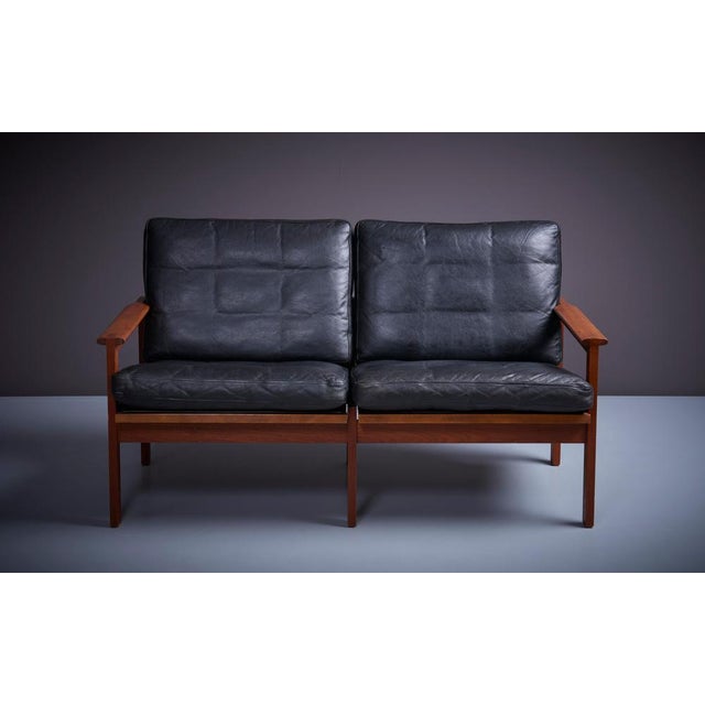 Black Leather Sofas & Side Table from Illum Wikkelso Capella, Denmark, 1960s, Set of 3 For Sale - Image 11 of 17