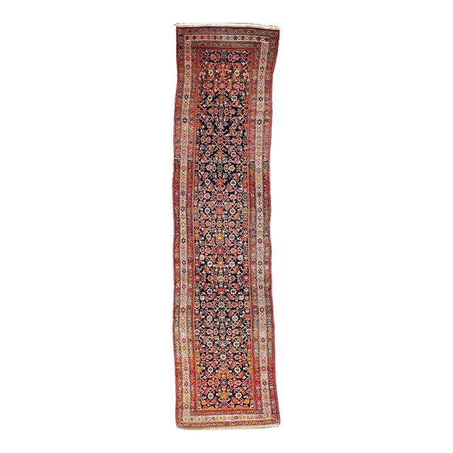 Antique Runner Iconic Water Garden Antique Runner Rug 4 x 15.5 For Sale
