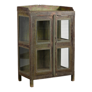 Vintage Indian Painted Teakwood Small Bookcase/Cabinet
