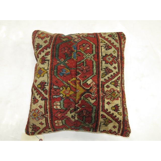 Tribal Banded Traditional Square Antique Rug Pillow For Sale - Image 3 of 3