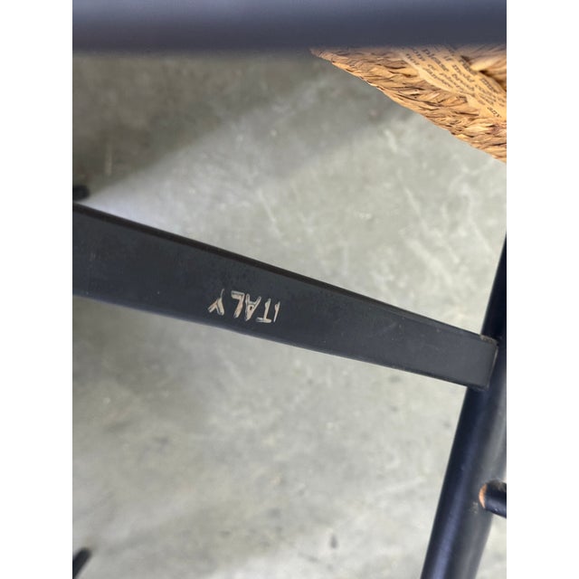 Set of 5 Italian Black Ladder Back Dining Chairs With Rush Seats, 1960s For Sale - Image 12 of 12