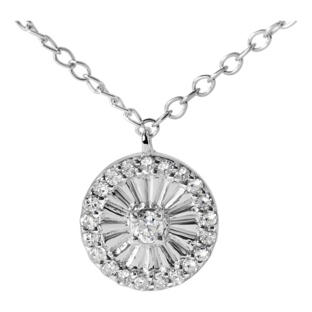 .925 Sterling Silver 1/6 Cttw Diamond Wheel and Spoke Pendant Necklace (H-I Color, I2-I3 Clarity) - 18" For Sale