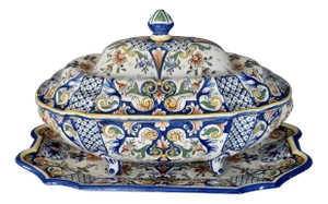 French Tureen with Saucer, 1970s, Set of 2