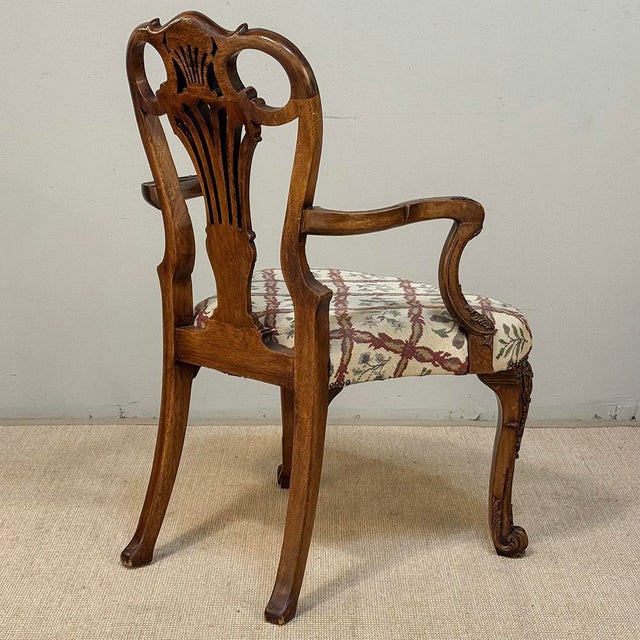 19th Century English Chippendale Style Carved Walnut Armchair For Sale - Image 16 of 18