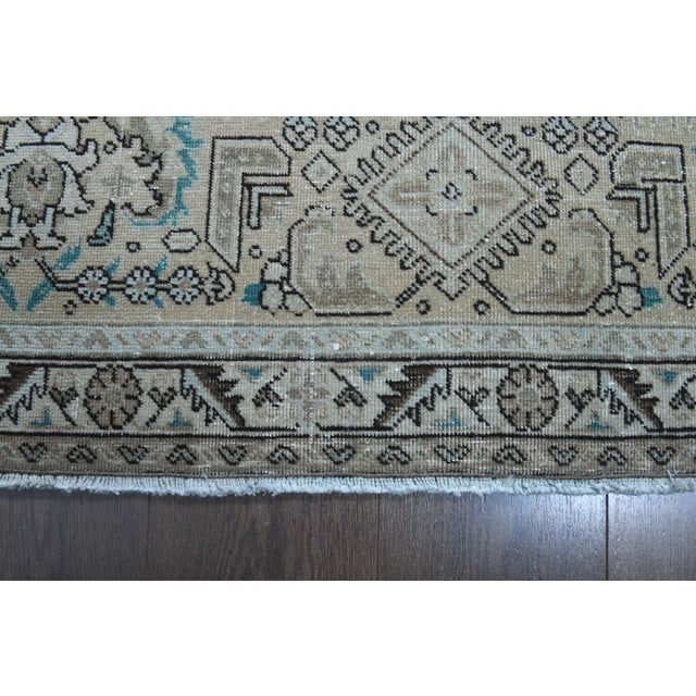 1970s Vintage Persian Handmade Wool Cotton Light Blue Area Rug For Sale - Image 10 of 11