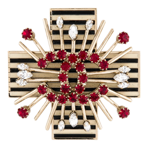 2006 CHANEL Brooch Pendant Fall Maltese Cross CC Double C Logo Goossens Strass Crystal Enamel