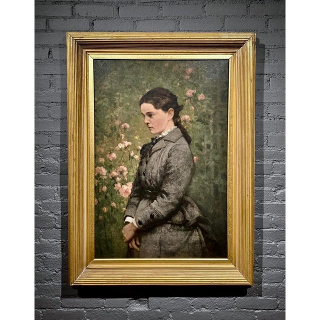 Realism John Ferguson Weir-Portrait of Marion Eckford Harwood -19th Century Oil Painting For Sale - Image 3 of 13