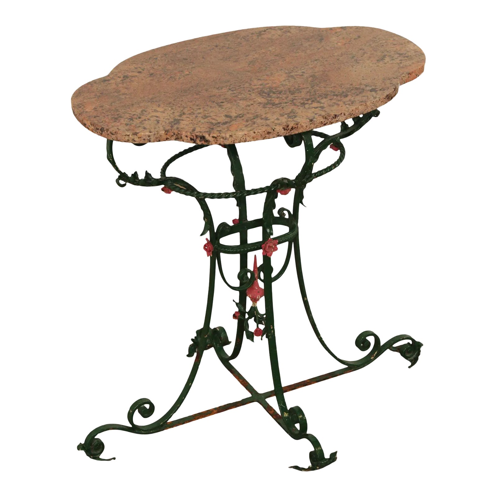 Vintage Wrought Iron Granite Top Garden Table Chairish