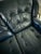 Vintage Navy Blue Leather Regency Sofa | Tufted Curved Front, Brass Nailhead Trim For Sale - Image 6 of 12