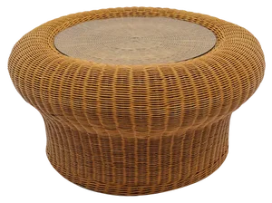 Round Coffee Table in Rattan and Glass, 1960s