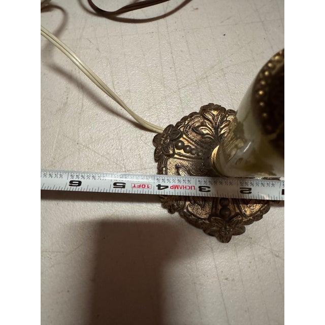 1970s Brass Table Lamp With Marble Accents For Sale - Image 4 of 4