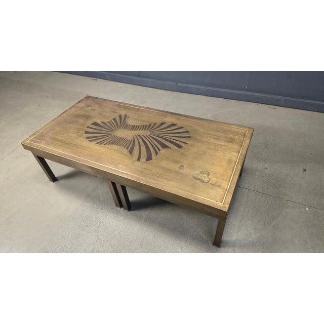 1970s Vintage Etched Brass Coffee Table, 1970s For Sale - Image 5 of 12