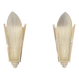 Late-20th Century Pair Genet et Michon Style Art Deco Wall Sconces France For Sale