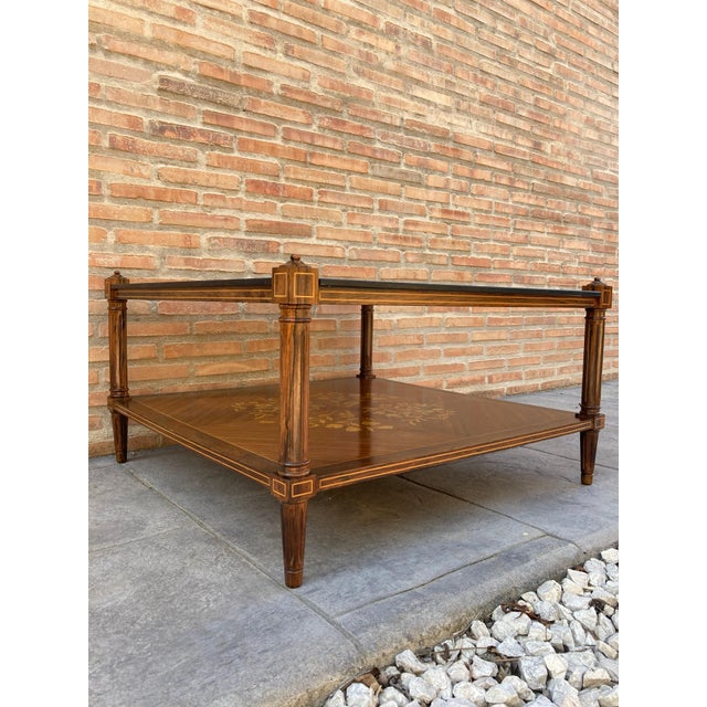 Mid-Century Modern Mid Century Walnut Marquetry and Glass Side Table, Circa 1960 For Sale - Image 3 of 18