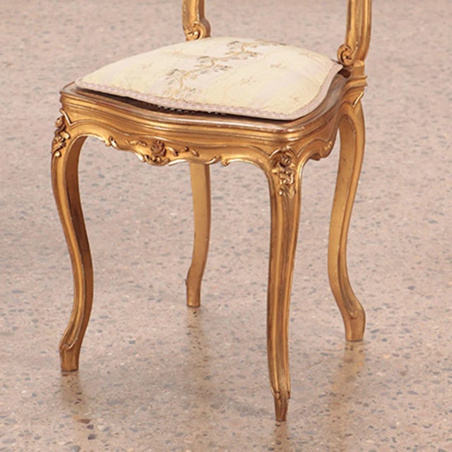 Wood Pair of Giltwood and Carved French Louis XV Style Side Chairs. Circa 1900 For Sale - Image 7 of 13