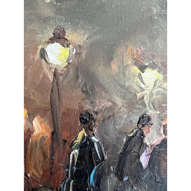 Adolfo Carducci, Promenade sous les réverbères, Oil on Wood, Framed For Sale - Image 4 of 11