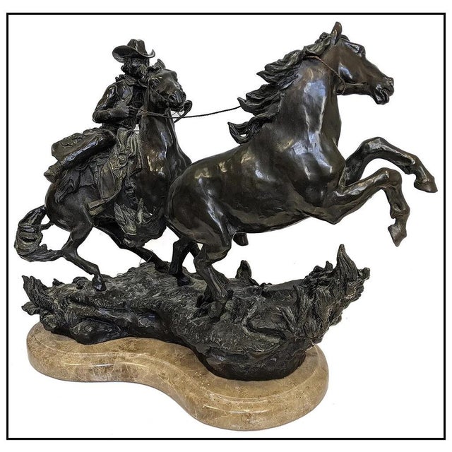 The artwork here, "Capture The Mustang", is a wonderful depiction of a cowboy on horseback lassoing a stallion, that is...