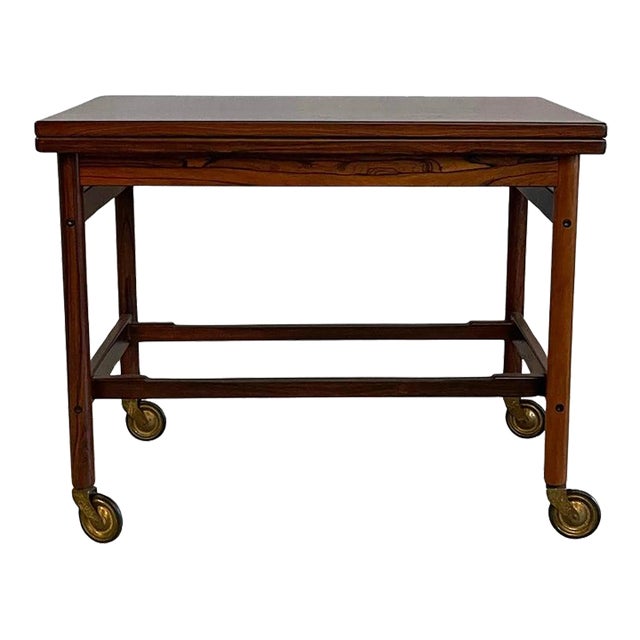 1960s Danish Modern Rosewood Extension Side Table Trolley by Kurt Östervig For Sale