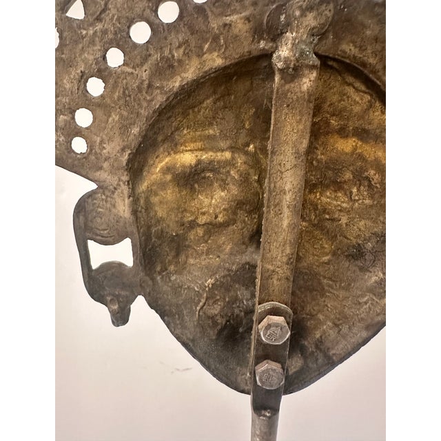 Vintage Tribal Face Sculpture on Base For Sale - Image 10 of 12