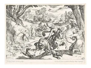 Hunting Scene - Original Etching by Antonio Tempesta - Early 17th Century Early 17th Century