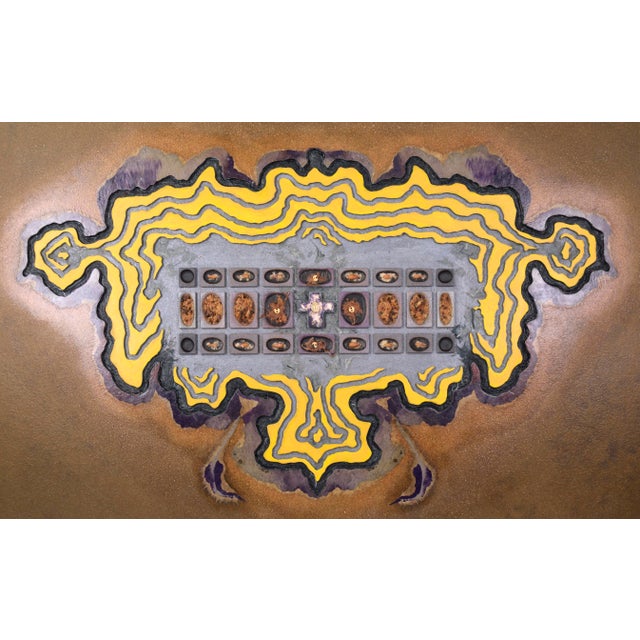 "Mind Your Manner" Abstract Relief Sculpture. Carved sculpture and painting by Mickey "Kano" Kane (American, 20th...