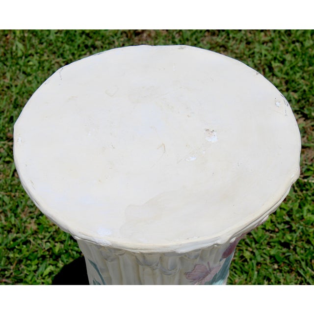 Vintage Coastal Heron Garden Pedestal | Decorative Plant Stand | Cottage & Chinoiserie Accent For Sale In Naples, FL - Image 6 of 15