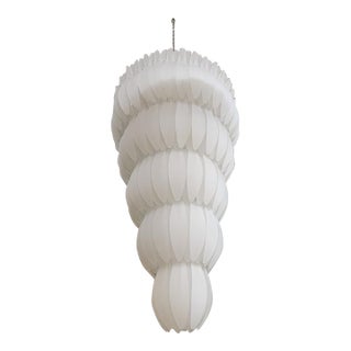 Mid 20th Century Tiered Frosted Glass Chandelier For Sale