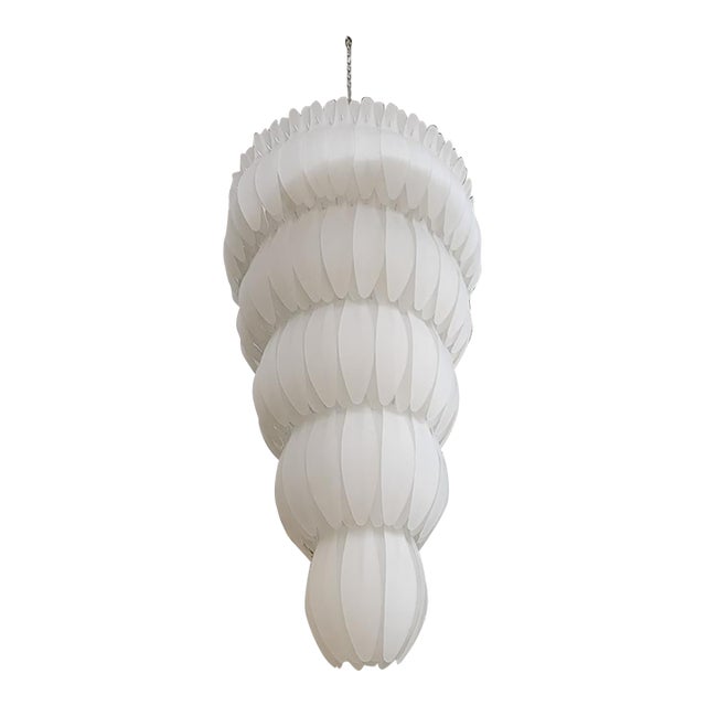 Mid 20th Century Tiered Frosted Glass Chandelier For Sale