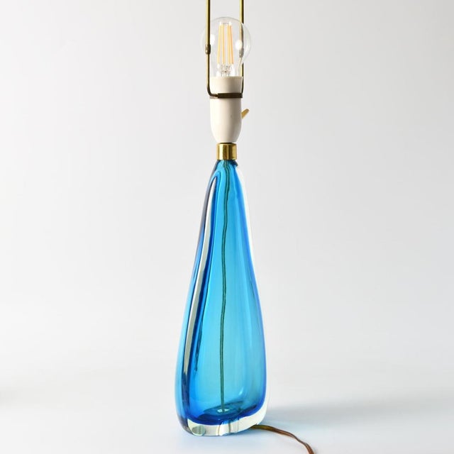Blue Italian Blue Murano Glass Table Lamp, 1960s For Sale - Image 8 of 13