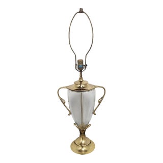 Vintage Chapman Brass & Seeded Glass Urn Table Lamp – 1980s For Sale