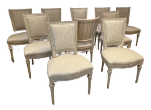 Early 20th Century Set of 10 Louis XVI Style Swedish Painted Dining Chairs