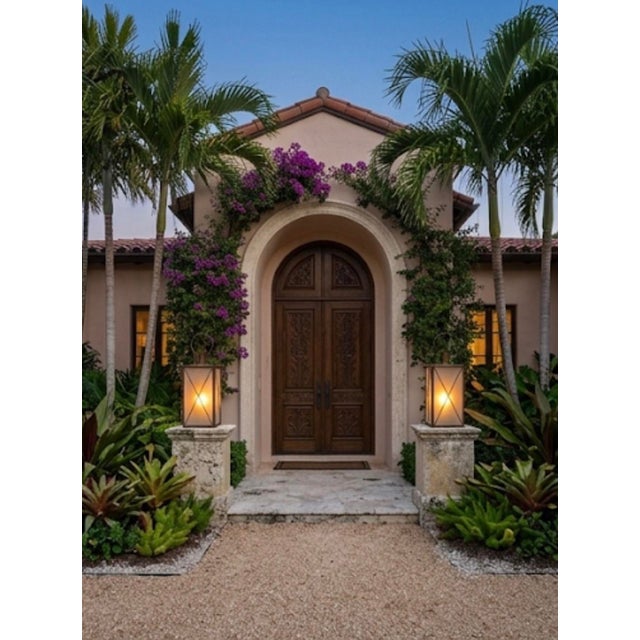 Pair of Neoclassical Style Mixed Metal Large Scale Hurricane Lanterns For Sale In West Palm - Image 6 of 12