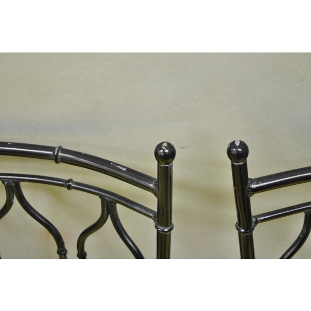 Vintage Salterini Hollywood Regency Wrought Iron Faux Bamboo Dining Chair, Set 8 For Sale - Image 10 of 18