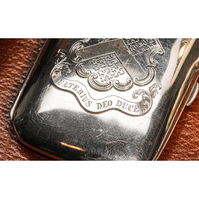 Superb Antique Sterling Silver Cigarette Case Holder Armorial Heraldic Tobacciana For Sale In New York - Image 6 of 13