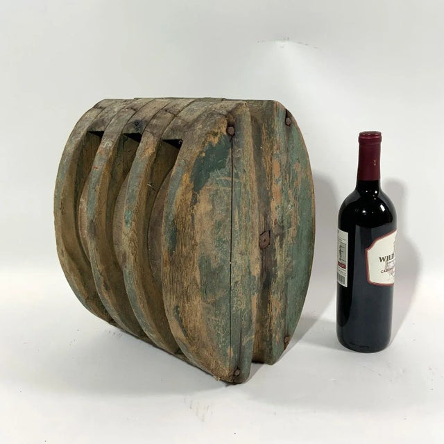 Nautical Ships Pulley with Three Wood Sheaves For Sale - Image 3 of 8