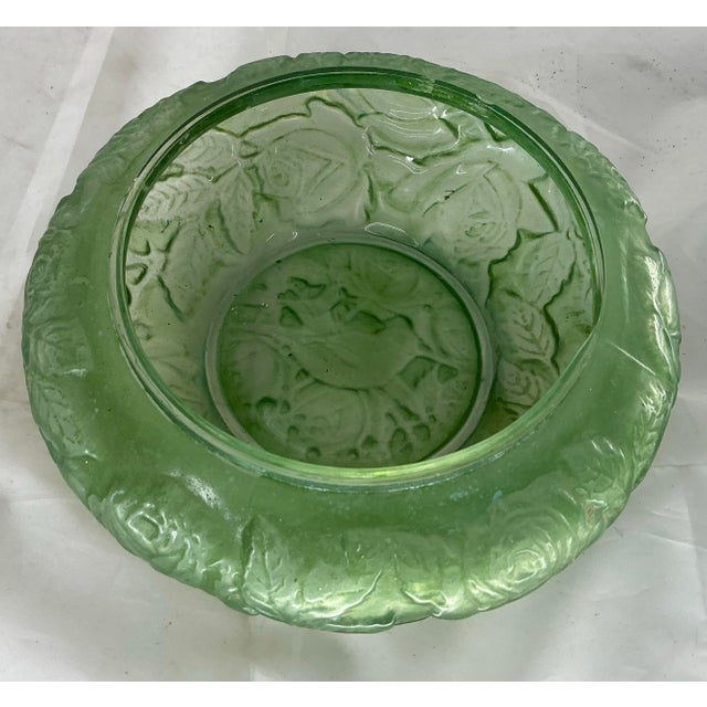 Glass Antique Consolidated Lamp and Glass Co. Powder Jar/ Dresser Box With Hummingbirds and Roses. For Sale - Image 7 of 12