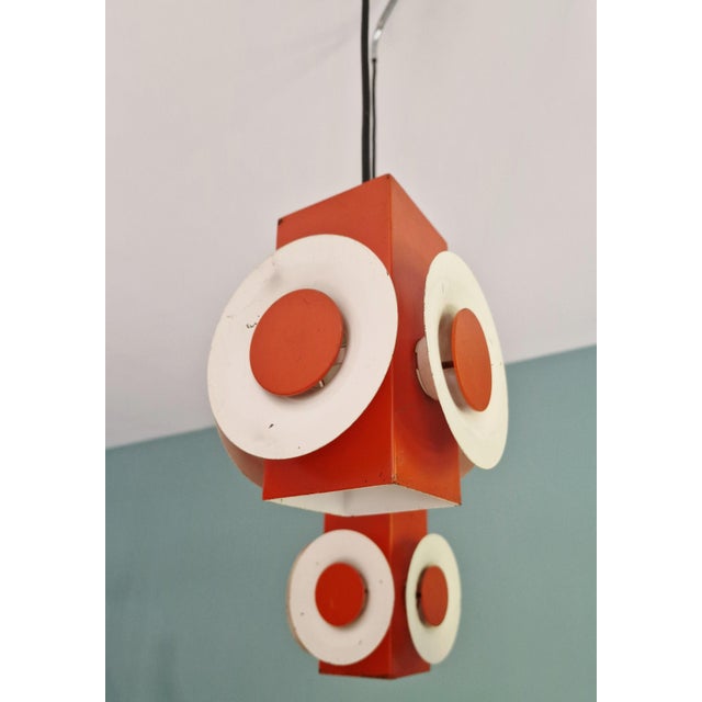 Space Age Cascade Chandelier in Orange and White Lacquered Metal from Raak, 1970s For Sale - Image 6 of 17