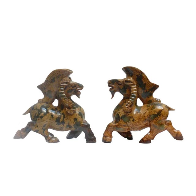 2010s Chinese Oriental Carved Stone Ram Figures - Pair For Sale - Image 5 of 5