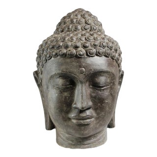 Cast Faux Stone Buddha Head For Sale