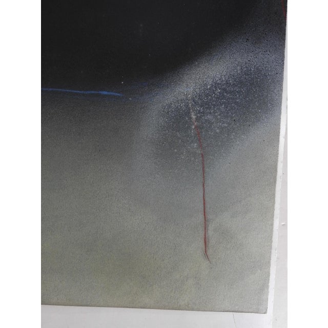 1970s Abstract Black Gray Celadon Painting For Sale - Image 4 of 7
